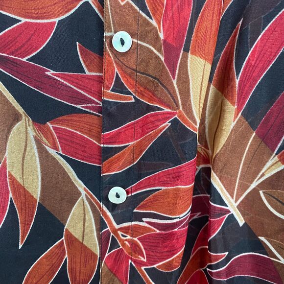 Robbie Bee Blouse Top Womens 18W Silk Leaf Print Button Up Ladies Vintage Fall - Picture 5 of 10